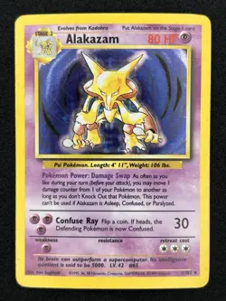 Pokemon TCG Alakazam 1/102 Rare Base Set 1999 Wizards of the Coast - Image 1