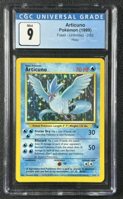 ARTICUNO CGC 9 1999 POKEMON FOSSIL #2/62 HOLO 5074 - Image 1