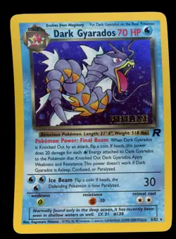 2000 WOTC POKEMON TEAM ROCKET DARK GYARADOS 8/82 PRERELEASE STAMPED PROMO HOLO D - Image 1