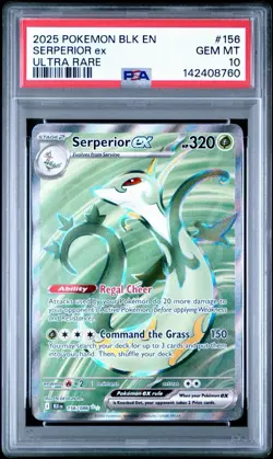 2025 POKEMON BLK EN-BLACK BOLT ULTRA RARE #156 SERPERIOR EX PSA 10 GEM MINT - Image 1