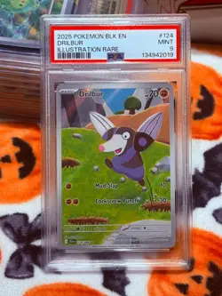 Drilbur Illustration Rare Pokemon Blk En-Black Bolt 124/086 PSA 9 - Image 3