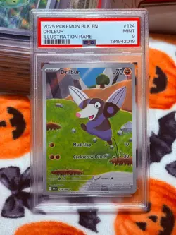 Drilbur Illustration Rare Pokemon Blk En-Black Bolt 124/086 PSA 9 - Image 5