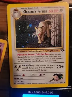 2000 Pokemon Gym Challenge Giovanni's Persian 8/132 Holo Rare Ungraded NM+ - Image 2