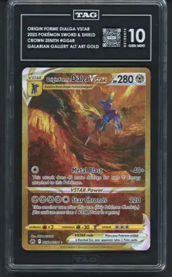 Pokemon Origin Forme Dialga VSTAR Gold GG68 Crown Zenith TAG 10 - Image 3