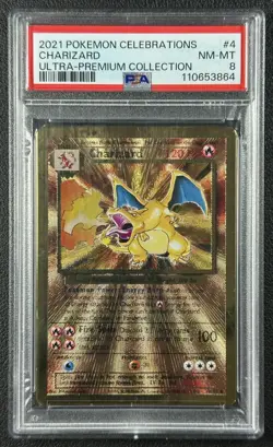 CHARIZARD PSA 8 2021 POKEMON CELEBRATIONS #4/102 ULTRA PREMIUM COLL 864 - Image 1
