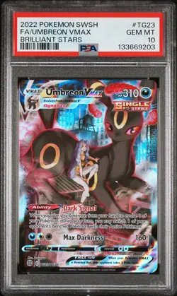 2022 POKEMON SWORD & SHIELD BRILLIANT STARS #TG23 FA/UMBREON VMAX PSA 10 - Image 1