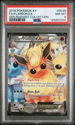 2016 POKEMON XY GENERATIONS RADIANT COLLECTION FLAREON EX RC28/RC32 FA PSA 8 D - Image 1