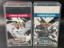 2x Pokemon SV10.5 Black Bolt White Flare Sealed Booster Bundle Display W/Acrylic - Image 1