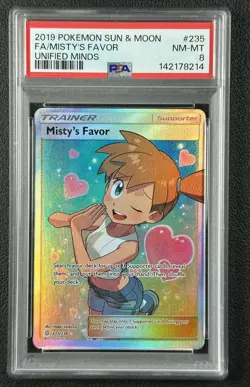 MISTY'S FAVOR PSA 8 2019 POKEMON SUN & MOON UNIFIED MINDS #235/236 FULL ART FA - Image 1