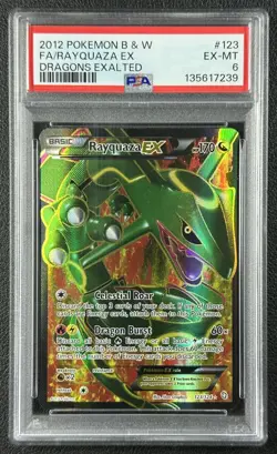RAYQUAZA PSA 6 2012 POKEMON BLACK & WHITE DRAGONS EXALTED #123 FA FULL ART 7239 - Image 1