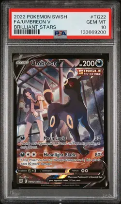 2022 POKEMON SWORD & SHIELD BRILLIANT STARS #TG22 FA/UMBREON V PSA 10 - Image 1
