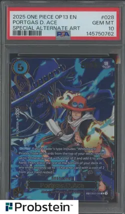 2025 One Piece OP13 EN Special Alternate Art #028 Portgas D. Ace PSA 10 GEM MINT - Image 1