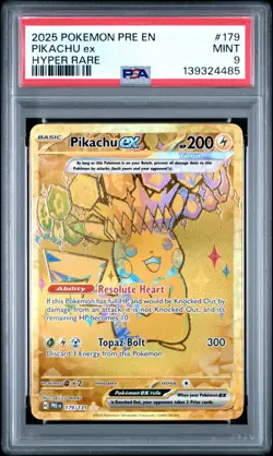 PSA 9 Pikachu ex #179 - Prismatic Evolutions Hyper Rare Pokemon Card Pokemon TCG - Image 1