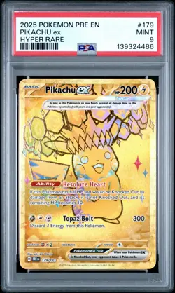 PSA 9 Pikachu ex #179 - Prismatic Evolutions Hyper Rare Pokemon Card Pokemon TCG - Image 1