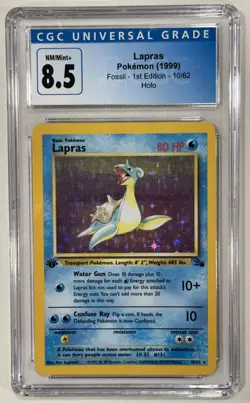 Lapras Fossil First Edition Holo 10/62 - CGC Blue Label 8.5 - Pokemon TCG 1999 - Image 1