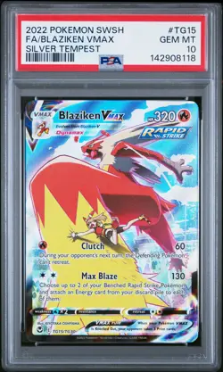 2022 POKEMON SWORD & SHIELD SILVER TEMPEST #TG15 FULL ART/BLAZIKEN VMAX PSA 10 - Image 1
