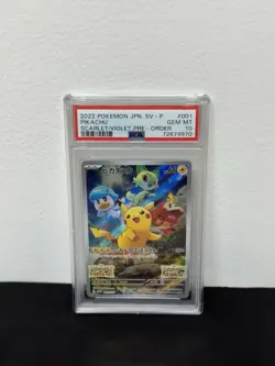 2022 Pokemon JPN SV-P Pikachu #001 Scarlet Violet Pre-Order PSA 10 - Image 1