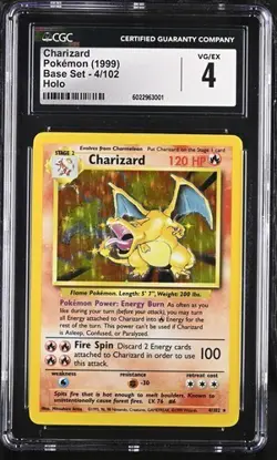 Pokemon TCG Charizard Base Set 4/102 Holo CGC 4 - Image 1