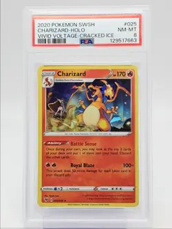 CHARIZARD 2020 POKEMON VIVID VOLTAGE CRACKED ICE RARE A 025/185 PSA 8 Q0004 - Image 1
