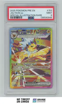 2025 Pokemon Prismatic Evolutions Special Illustation Jolteon ex PSA 9 #153/131 - Image 1
