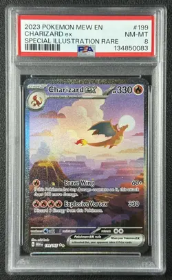 CHARIZARD EX PSA 8 2023 POKEMON MEW EN #199/165 SPECIAL ILLUSTRATION RARE SIR 83 - Image 1
