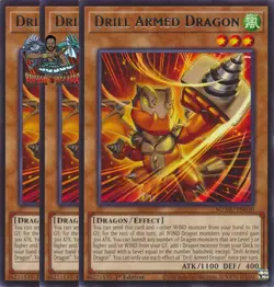 Yugioh! 3x Drill Armed Dragon MZMU-EN030 Rare 1st Ed NM - Image 1