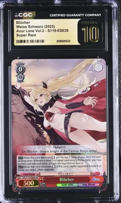 Weiss Schwarz GRADED Blucher E083S Azur Lane 2 SR PRISTINE 10 ENG - Image 1