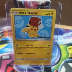 Pokemon Pikachu Card Ash's Pikachu I Choose You Black Star Promo, SM113 - Image 1