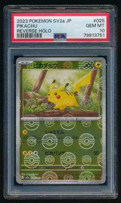 PIKACHU PSA 10 025/165 sv2a Poke Ball Reverse Holo Japanese Pokemon Graded Card - Image 1