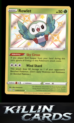 Rowlet SV001/SV122 Pokemon Shiny Holo Rare Shining Fates: Shiny Vault Card NM - Image 1