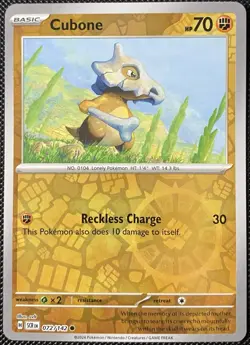 Cubone 072/142 Sv07: Stellar Crown Reverse Holo - Pokemon Card - Image 1