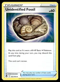 Unidentified Fossil 165/195 Pokemon Card Silver Tempest Uncommon Trainer LP P23 - Image 1