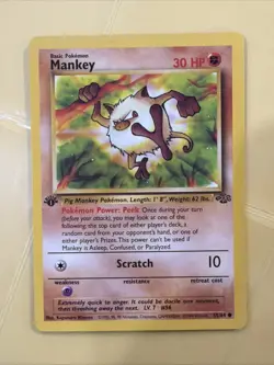 Pokemon TCG Mankey Jungle 1st Edition Common Card 55/64 - Image 1