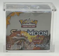 Pokemon TCG Sun & Moon Base Set Booster Box Sealed w/ Acrylic Case - Image 1