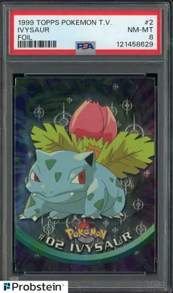 1999 Topps Pokemon TV #2 Ivysaur FOIL PSA 8 NM-MT - Image 1