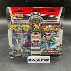 Pokemon TCG Sun & Moon 2-Pack Blister Sealed w/ Pokemon Pin - Image 1