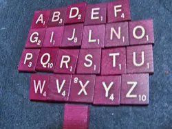 U PICK SCRABBLE DELUXE BURGUNDY/MAROON TILES Gold yellow LETTERS - Image 1