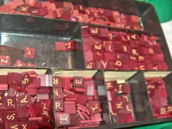 U PICK SCRABBLE DELUXE BURGUNDY/MAROON TILES Gold yellow LETTERS - Image 2