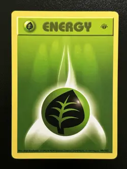 GRASS ENERGY Pokemon Card WOTC 1st Edition Base Set Shadowless 99/102 NM (B) - Image 1