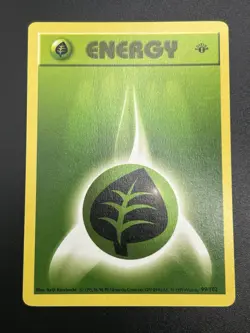 GRASS ENERGY Pokemon Card WOTC 1st Edition Base Set Shadowless 99/102 NM (B) - Image 3