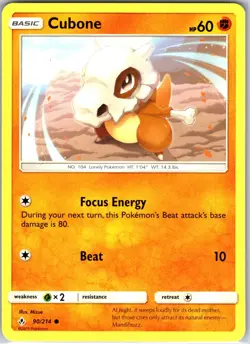 Cubone 90/214 Common Regular Card SM - Unbroken Bonds Pokemon TCG LP - Image 1