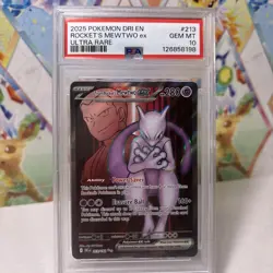 2025 Pokemon Team Rockets MEWTWO Ex #213 PSA 10 - Image 1