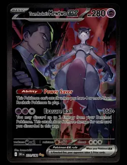 2025 Pokemon TCG Scarlet & Violet Destined Rivals Team Rocket's Mewtwo ex SIR - Image 1