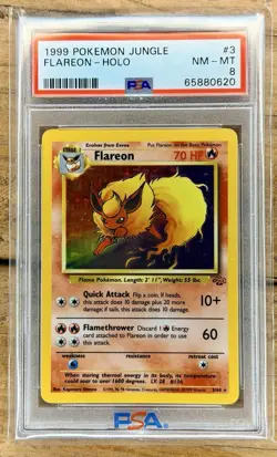 1999 Pokemon Flareon 03/64 Jungle Holo PSA 8 - Image 1