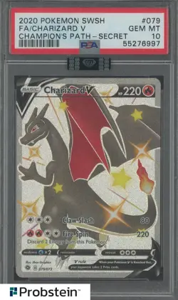 2020 Pokemon SWSH Champion's Patch Sec #079 FA Charizard V PSA 10 MBA Black Dmnd - Image 1
