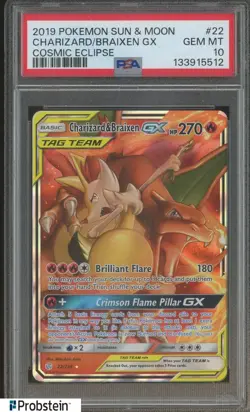 2019 Pokemon Sun & Moon Cosmic Eclipse #22 Charizard & Braixen Gx PSA 10 - Image 1