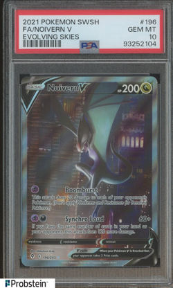 2021 Pokemon SWSH Evolving Skies #196 FA Noivern V PSA 10 GEM MINT - Image 1