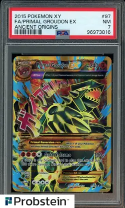 2015 Pokemon XY Ancient Origins #97 FA Primal Groudon EX PSA 7 NM - Image 1