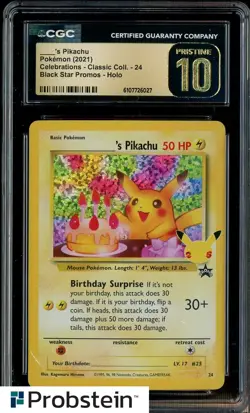2021 Pokemon Celebrations Classic Coll ____'s Pikachu BSP Holo CGC 10 PRISTINE - Image 1