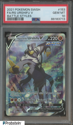 2021 Pokemon SWSH Battle Styles #153 FA/ RapidStrike Urshifu V PSA 10 GEM MINT - Image 1